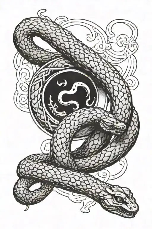 Ouroboros A Symbol Of Life And Death With Snake Wrapped