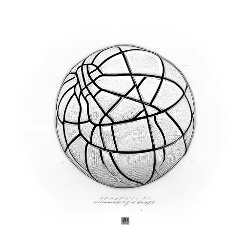 A Blackwork Tattoo Of A Basketball Merging Into A Family Tree