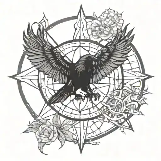 Raven And Compass Rose