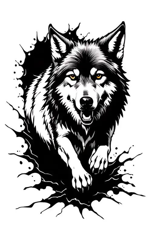 A Hole Flying On A Wolf Walking