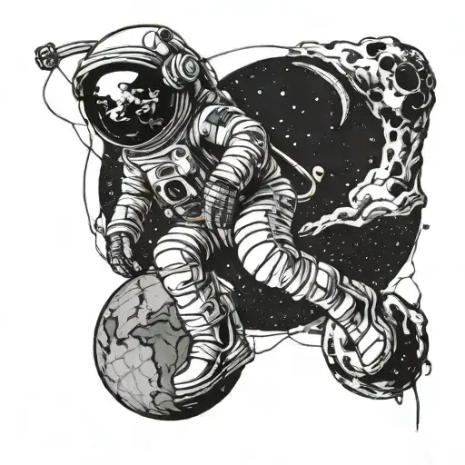 An Astronaut Sitting On A Planet Earth