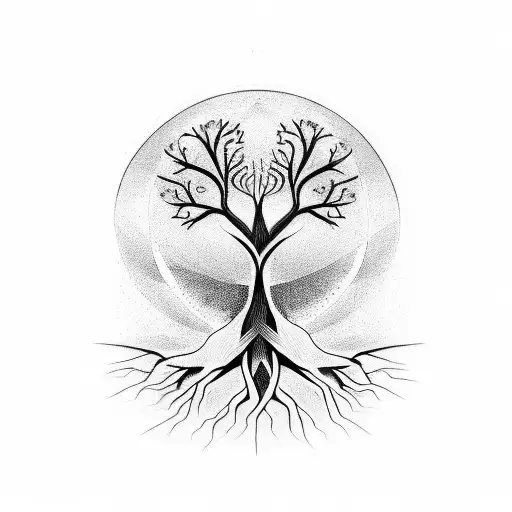Tree Of Life With Roots On A Half Sleeve
