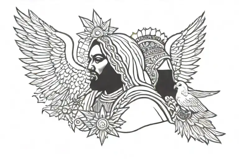 Aztez Callender With Virgin Mary And The Mexico Flags Eagle