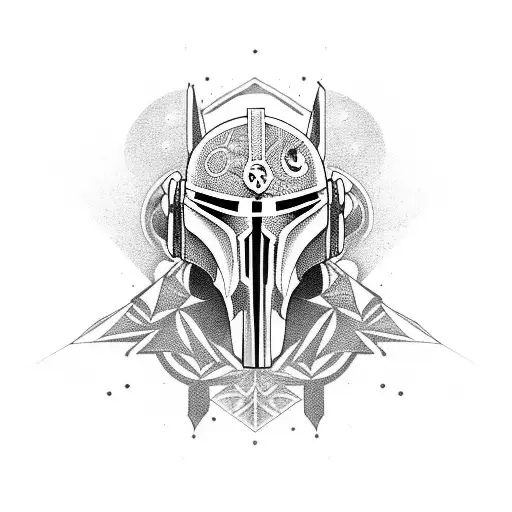 Mandalorian Mythosaur Skull Surrounded By Intricate Geometric Patterns