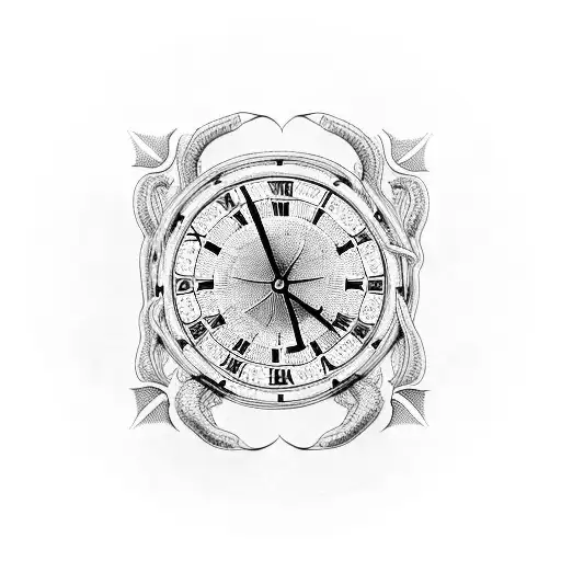 Clock With Roman Numbers And A Snake