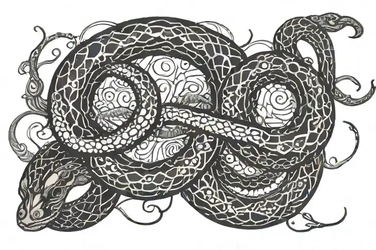 Ouroboros Snake Wrapped Dark Schizophrenic