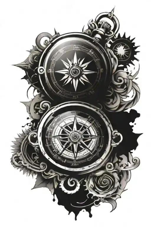 Business Success Surrounded By A Compass