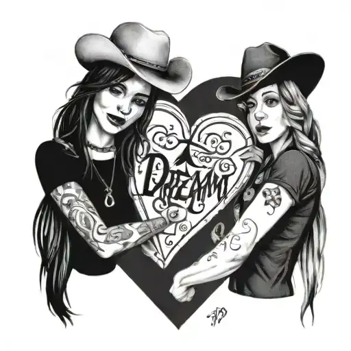 Two Name Written On Heart Priya With Dream Trap And Joleen With A Hat Cowboy
