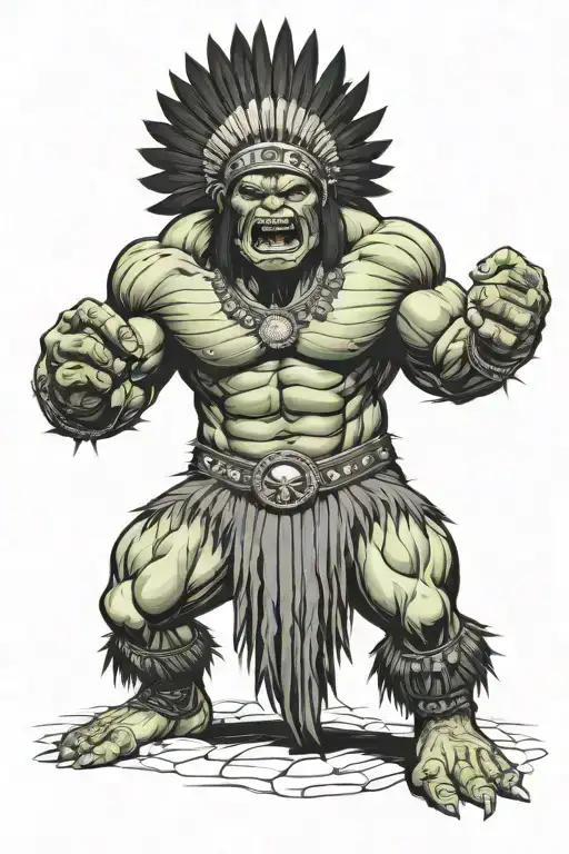 Full Body Hulk Indian Chief Angry Yelling
