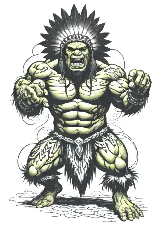 Full Body Hulk Indian Chief Angry Yelling