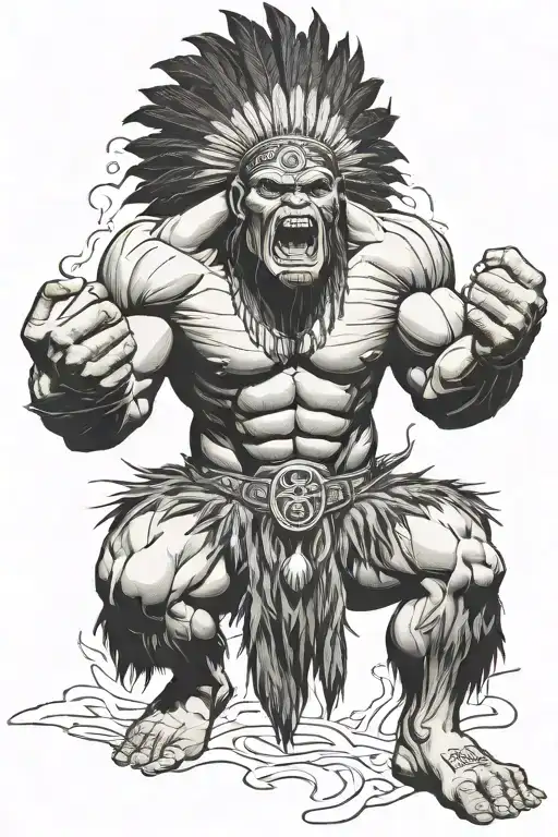 Full Body Hulk Indian Chief Angry Yelling
