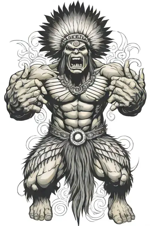 Full Body Hulk Indian Chief Angry Yelling