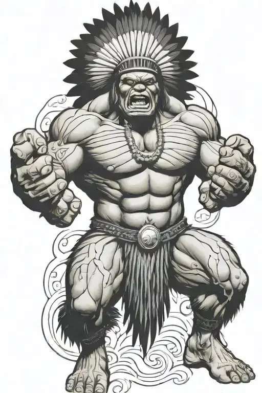 Full Body Hulk Indian Chief Angry Yelling