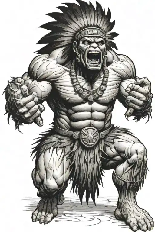 Full Body Hulk Indian Chief Angry Yelling