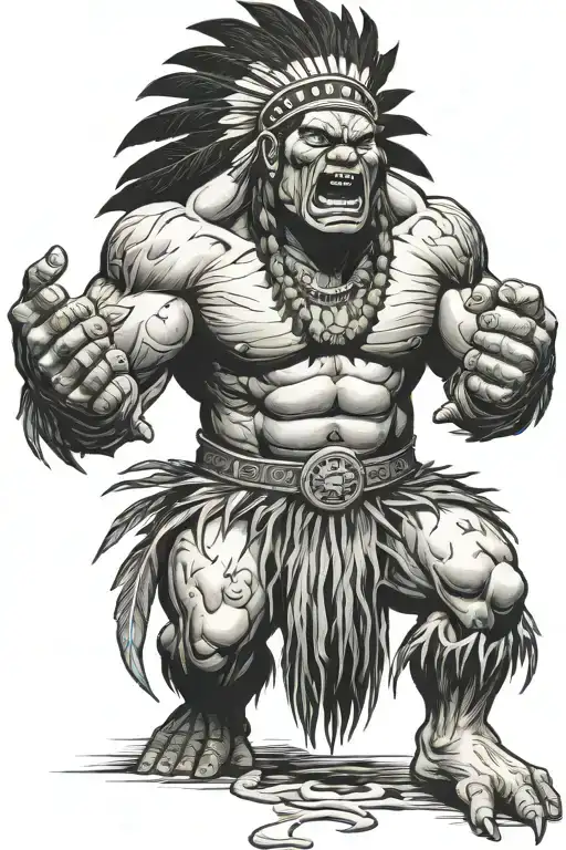 Full Body Hulk Indian Chief Angry Yelling