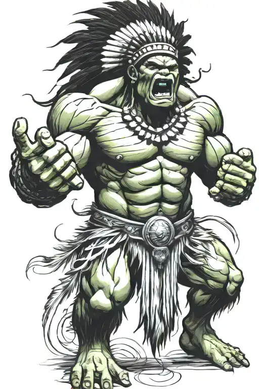 Full Body Hulk Indian Chief Angry Yelling