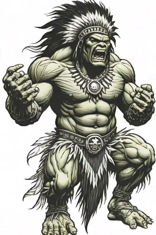 Full Body Hulk Indian Chief Angry Yelling