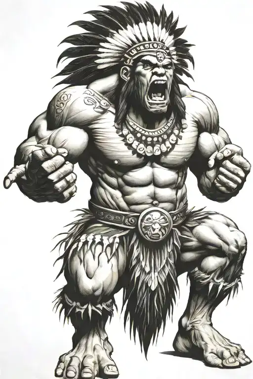 Full Body Hulk Indian Chief Angry Yelling