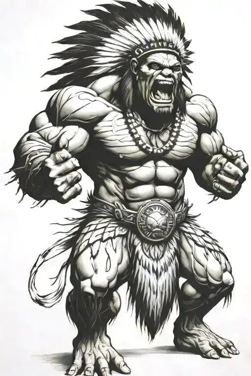 Full Body Hulk Indian Chief Angry Yelling