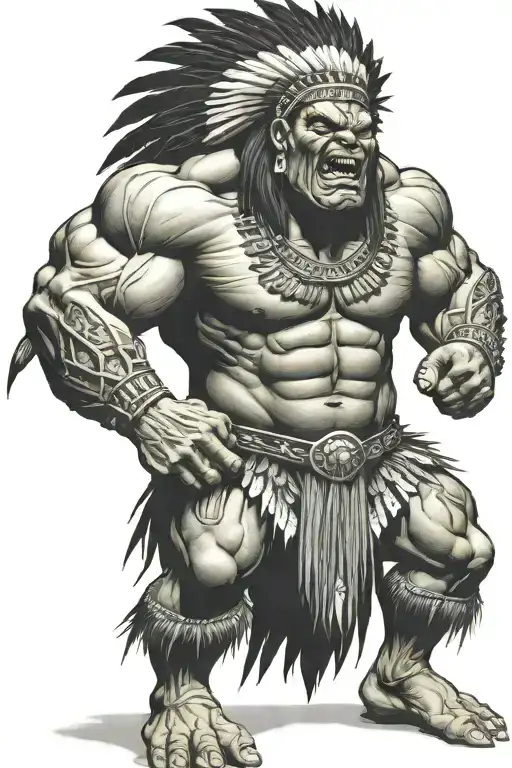 Full Body Hulk Indian Chief Angry Yelling