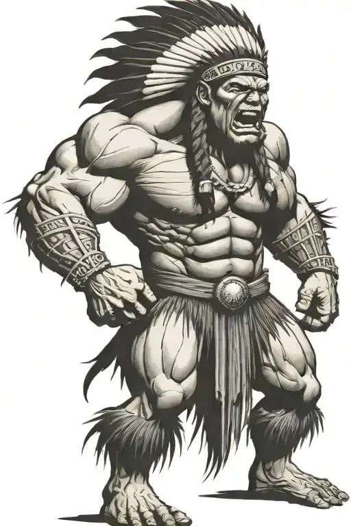 Full Body Hulk Indian Chief Angry Yelling