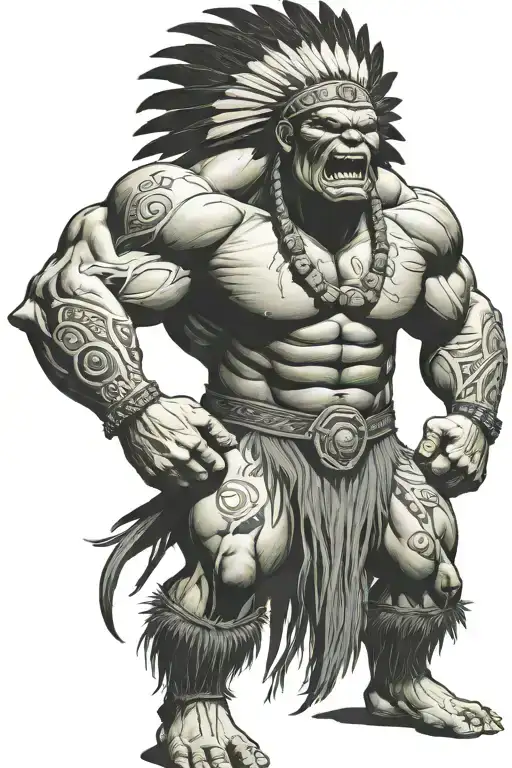 Full Body Hulk Indian Chief Angry Yelling