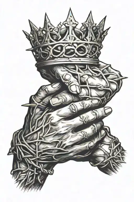 Two Hands Holding A Crown Of Thorns Wrapped