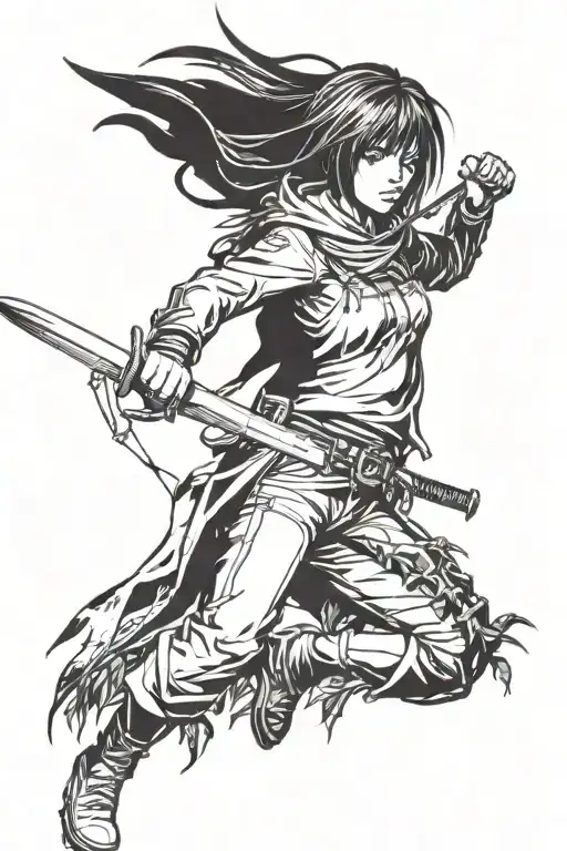 Mikasa Ackerman Wielding Her Blades And Forest In The Background