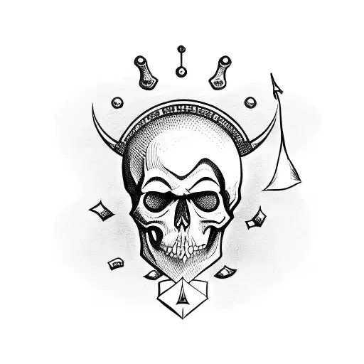 Skull With A Target And A Jester's Hat