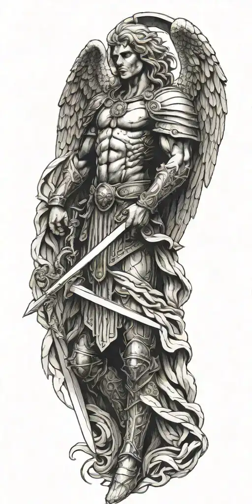 Archangel Michael Hodling A Sword Intertwined