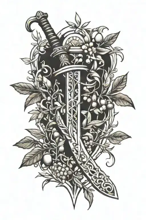 Sword Covered In Olive Branches
