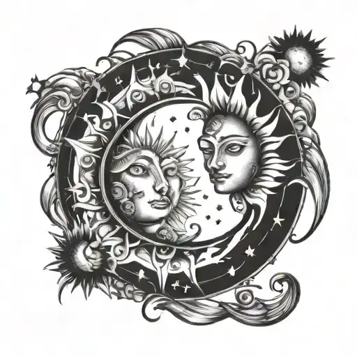 Sun And Moon Together Forming A Heart