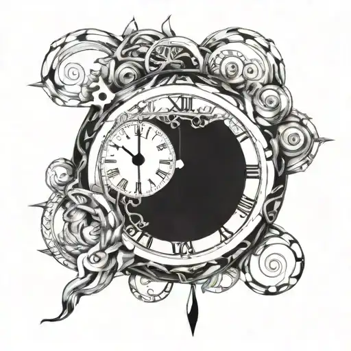 Clock Surrounded By Pheniox Wrapped Length Wise