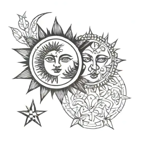 Sun And Moon Together Small For The Shoulder