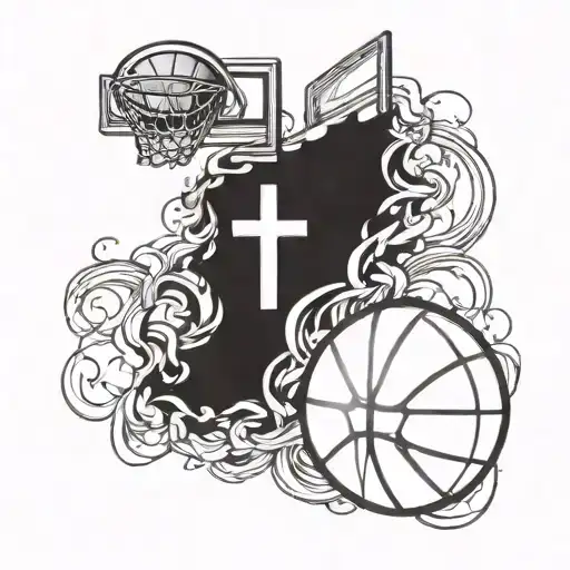 A Basketball Merging With A Cross Symbolizing The Love For Jesus And Basketball