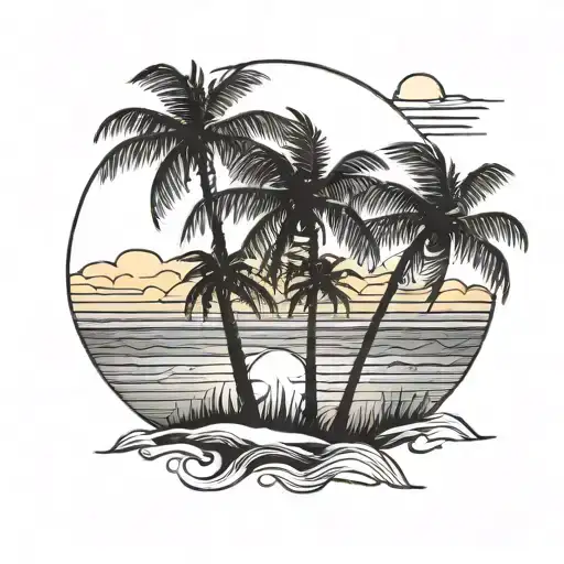 Sunset Beach Sunset With Palm Trees