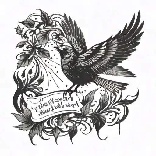 A Sad Scene Of A Bird Falling With A Sentence Around It