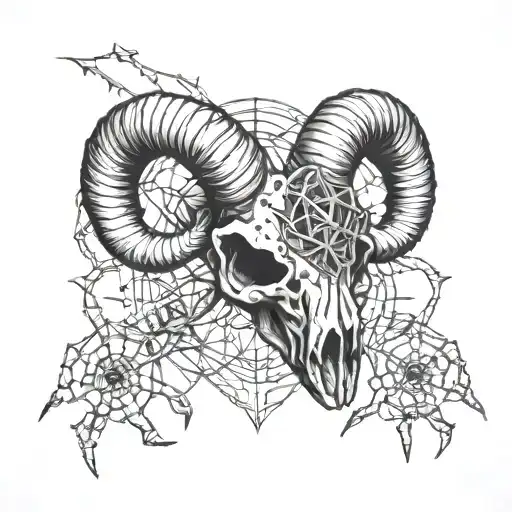 Ram Skull And Spiders Together Sigil