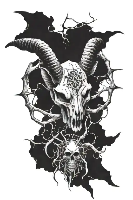 Ram Skull And Spiders Together Sigil