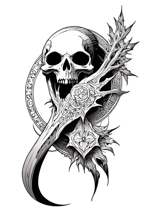 Reaper And Vegvisir Symbol Intertwined