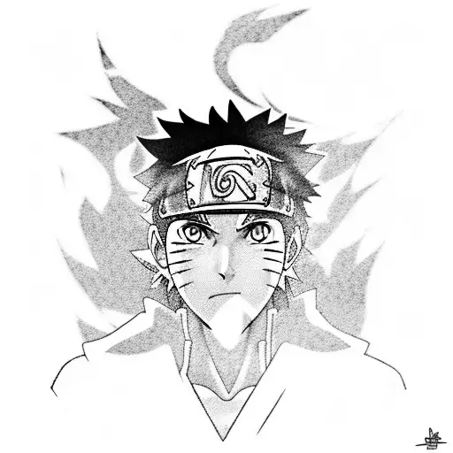 Naruto And Sasuke's Final Clash In A Powerful Blackwork Design