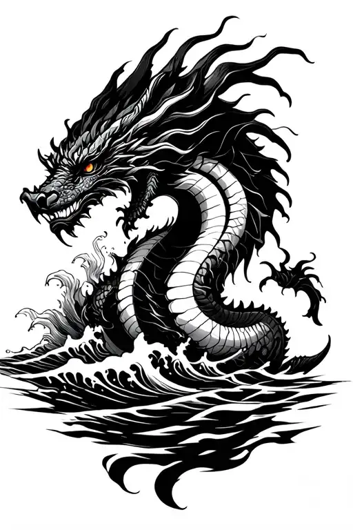 Dragon On The Water Waves
