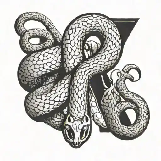Create The Letter H With A Snake Wrapping Around The Letter And Biting Its Own Tail