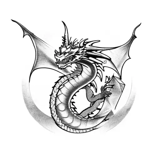 Dragon Breathing Fire Onto A D20 Die