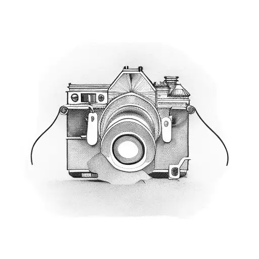 A Photo Camera Intertwined With A Classic Car