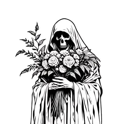 Grim Reaper Holding A Bouquet