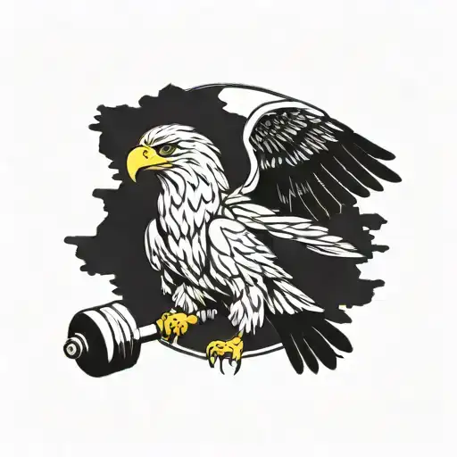 Bald Eagle Holding A Barbell Made
