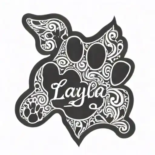 Dog Paw Print With Layla Name