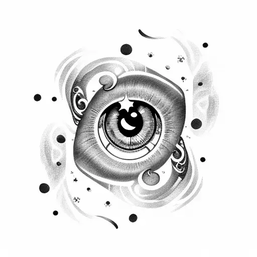 Cartoon Eye With Swirls And Stars