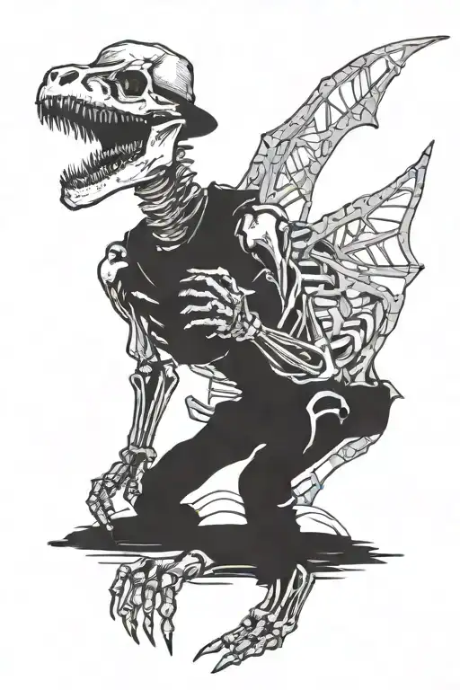 Complete Skeleton Of A Telenosaur Rex With Paleontologist Hat